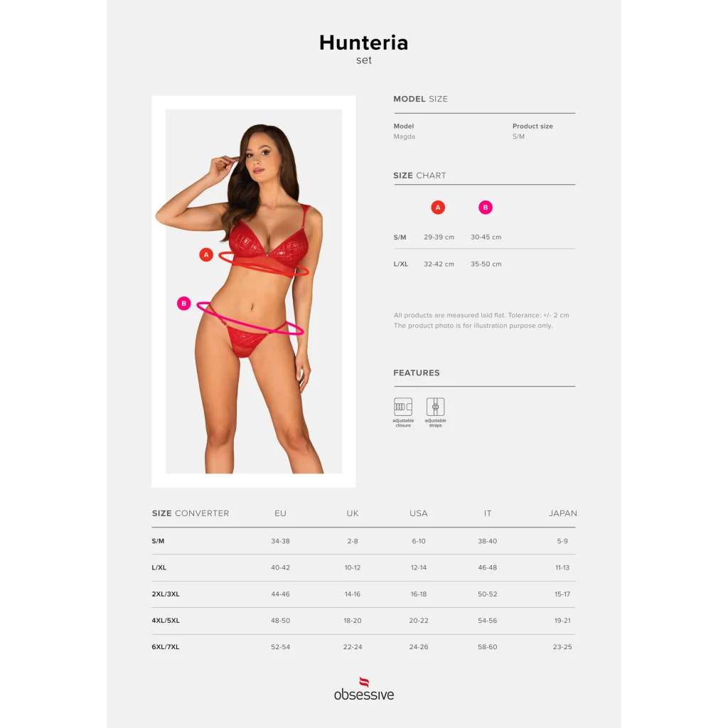 BH Set in Rot aus Kunstleder HUNTERIA 2-teilig von Obsessive , Dessous, Lingerie, Reizwäsche, sexy, erotisch, kaufen
