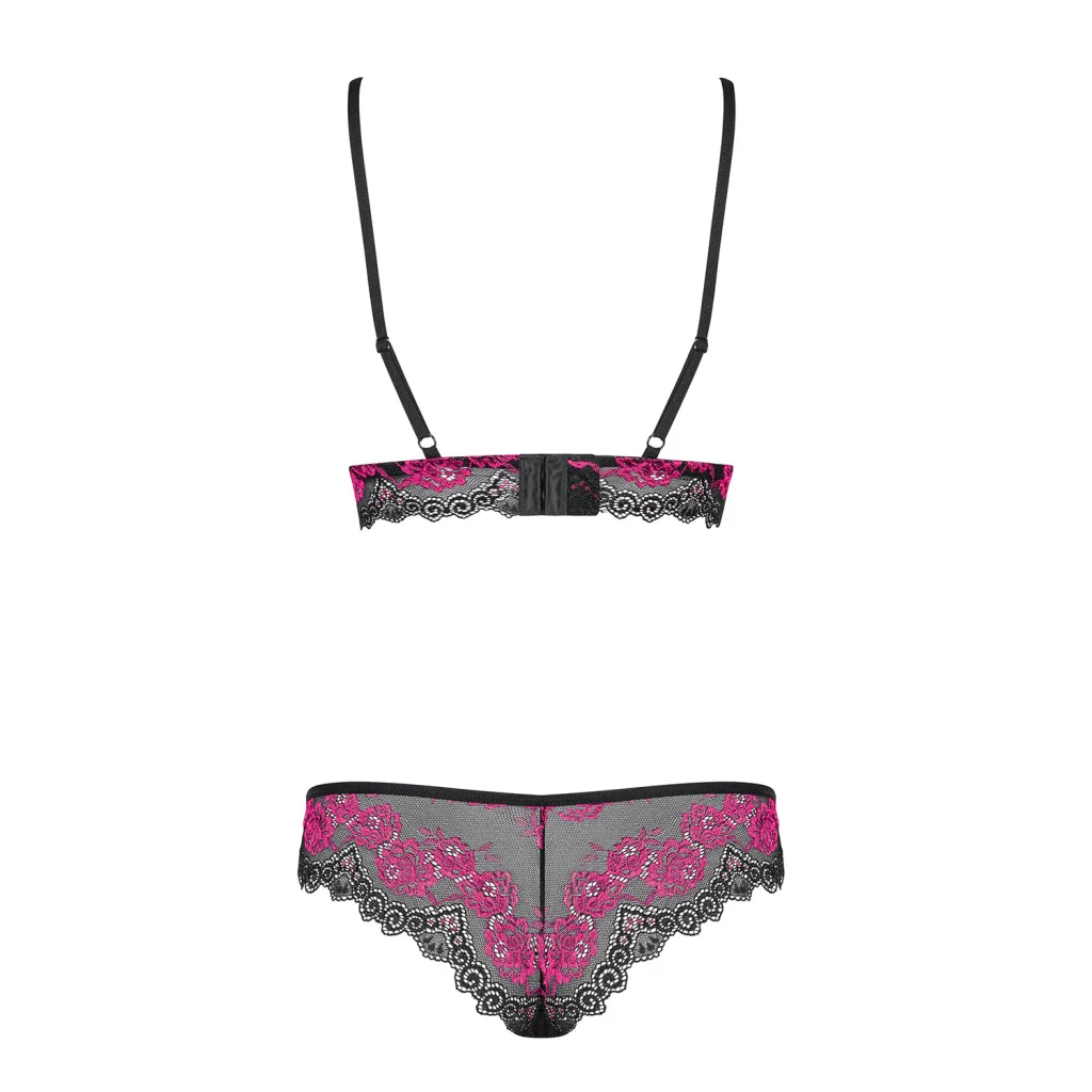 BH-Set TULIA in Schwarz mit Rosa 2-teiliges Set von Obsessive Dessous