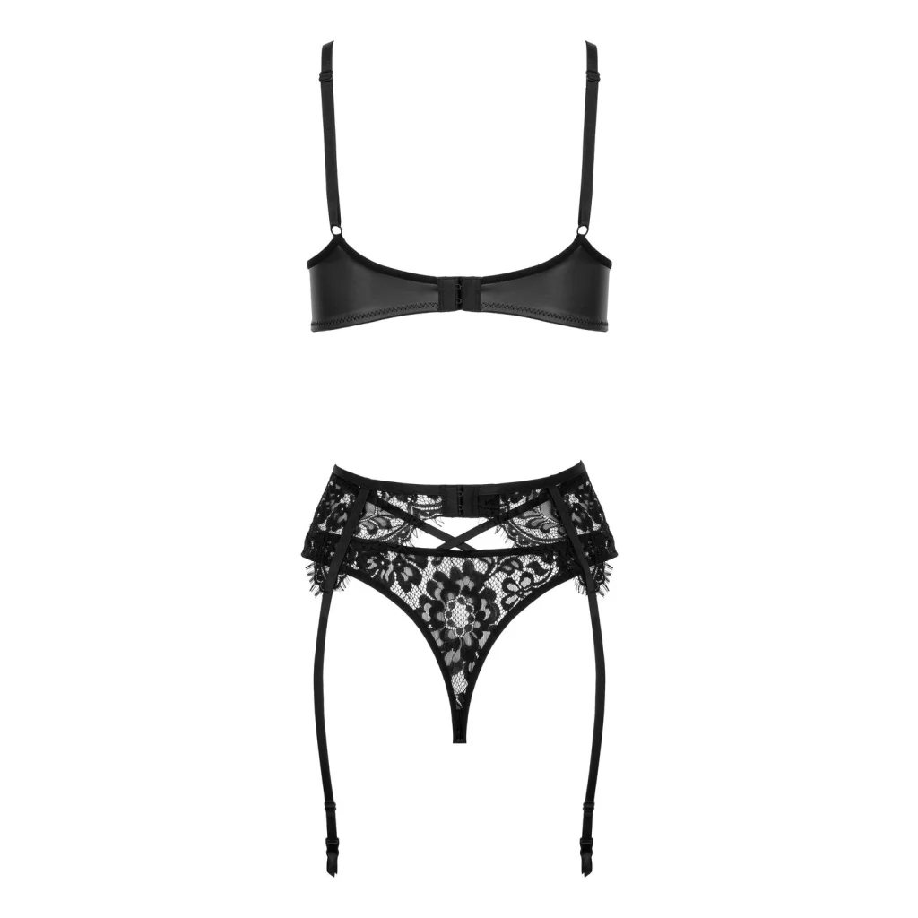 CELADINE 3-teiliges Dessous Set aus Spitze in Schwarz von Kotek Erotische Kleidung