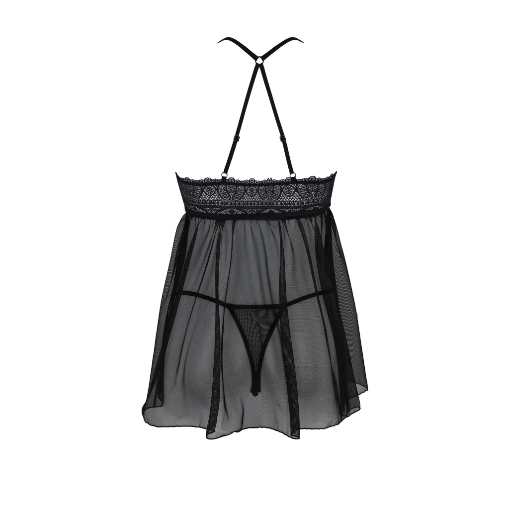 Chemise KERRIA aus Tüll und Spitze in Schwarz aus PASSION eco collection
