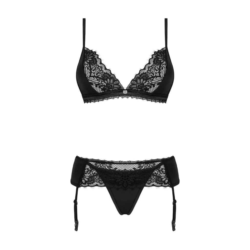 Dessous Set in Schwarz MADERRIS 3-teilig von Obsessive