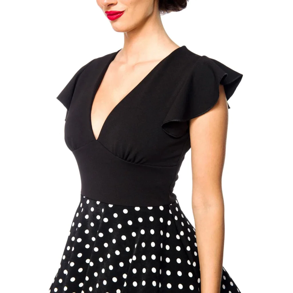 -Einzelstück- Elegantes Retrokleid mit tiefen V-Ausschnitt in Schwarz mit Weiß von Belsira , Dessous, Lingerie, Reizwäsche, sexy, erotisch, kaufen