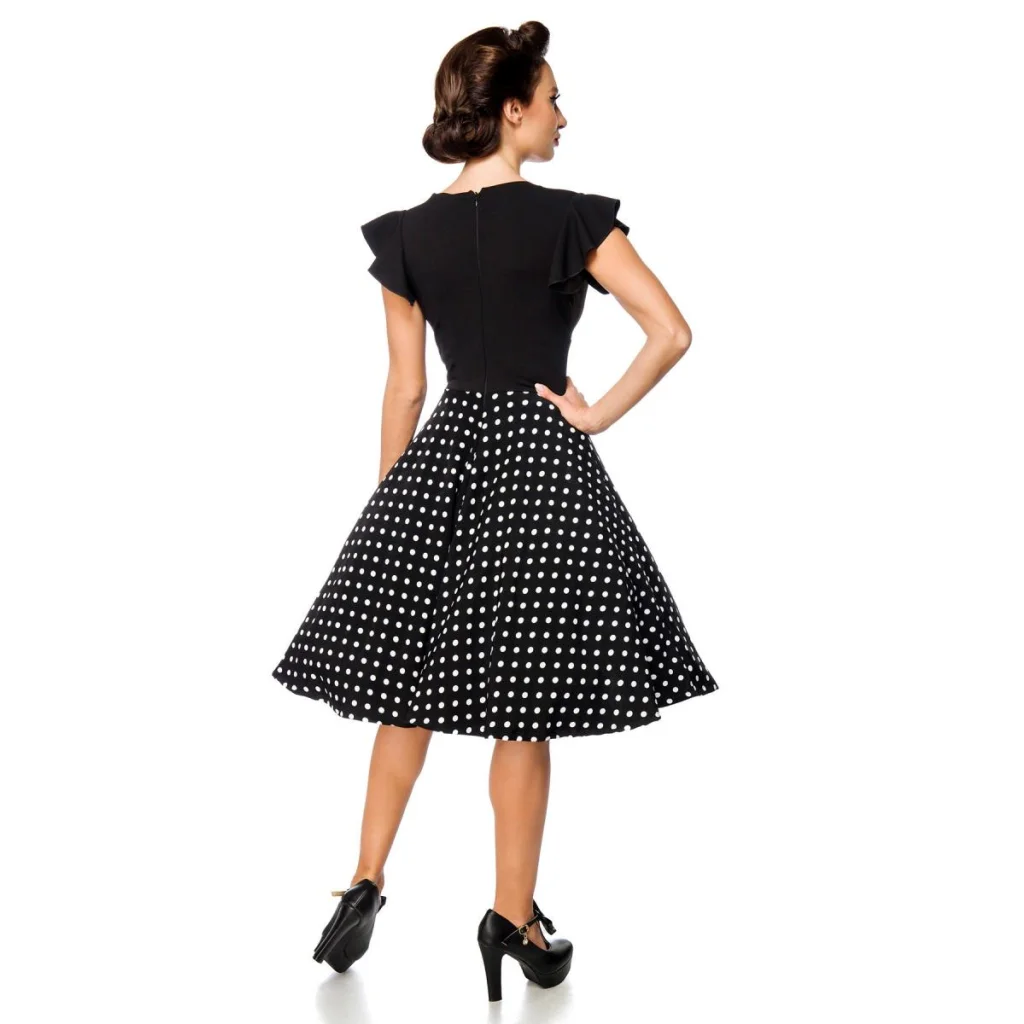 -Einzelstück- Elegantes Retrokleid mit tiefen V-Ausschnitt in Schwarz mit Weiß von Belsira , Dessous, Lingerie, Reizwäsche, sexy, erotisch, kaufen