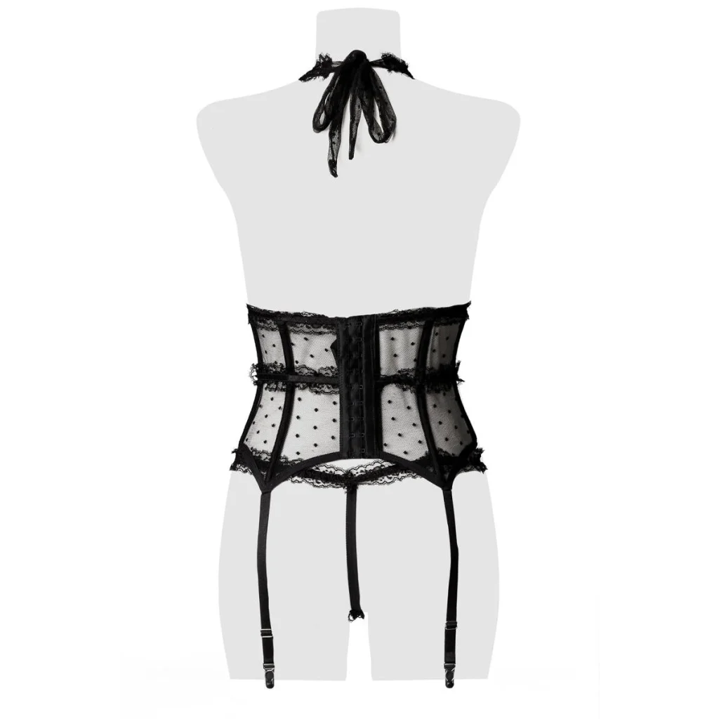 Erotik Strapsset aus Spitze in Schwarz mit Neckholder von Grey Velvet , Dessous, Lingerie, Reizwäsche, sexy, erotisch, kaufen