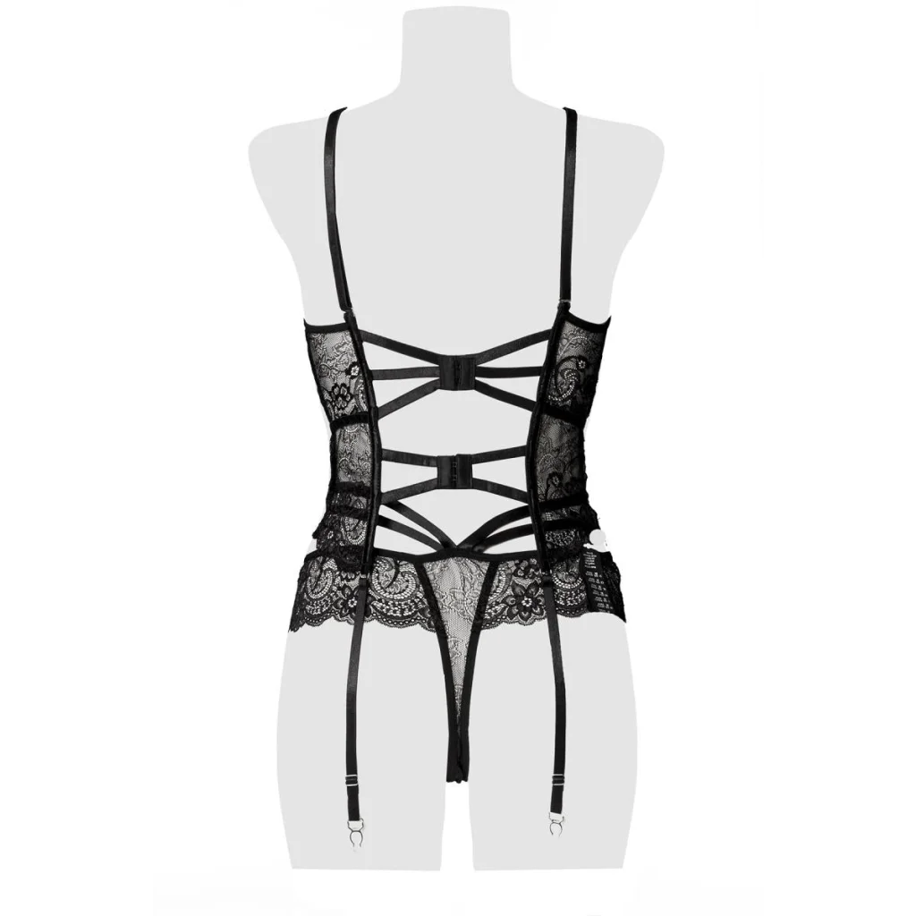 Erotik Strapsset aus Spitze in Schwarz mit String 2-teilig von Grey Velvet , Dessous, Lingerie, Reizwäsche, sexy, erotisch, kaufen