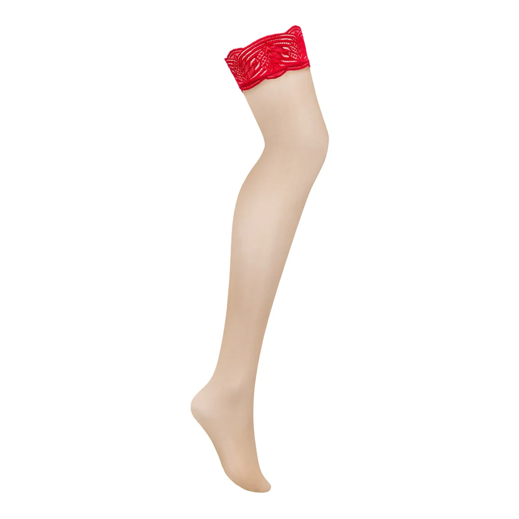 Halterlose Strümpfe in Rot MELLANIA von Obsessive , Dessous, Lingerie, Reizwäsche, sexy, erotisch, kaufen