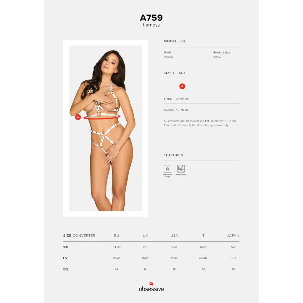 Harness BH in Weiß OB A759 von Obsessive , Dessous, Lingerie, Reizwäsche, sexy, erotisch, kaufen