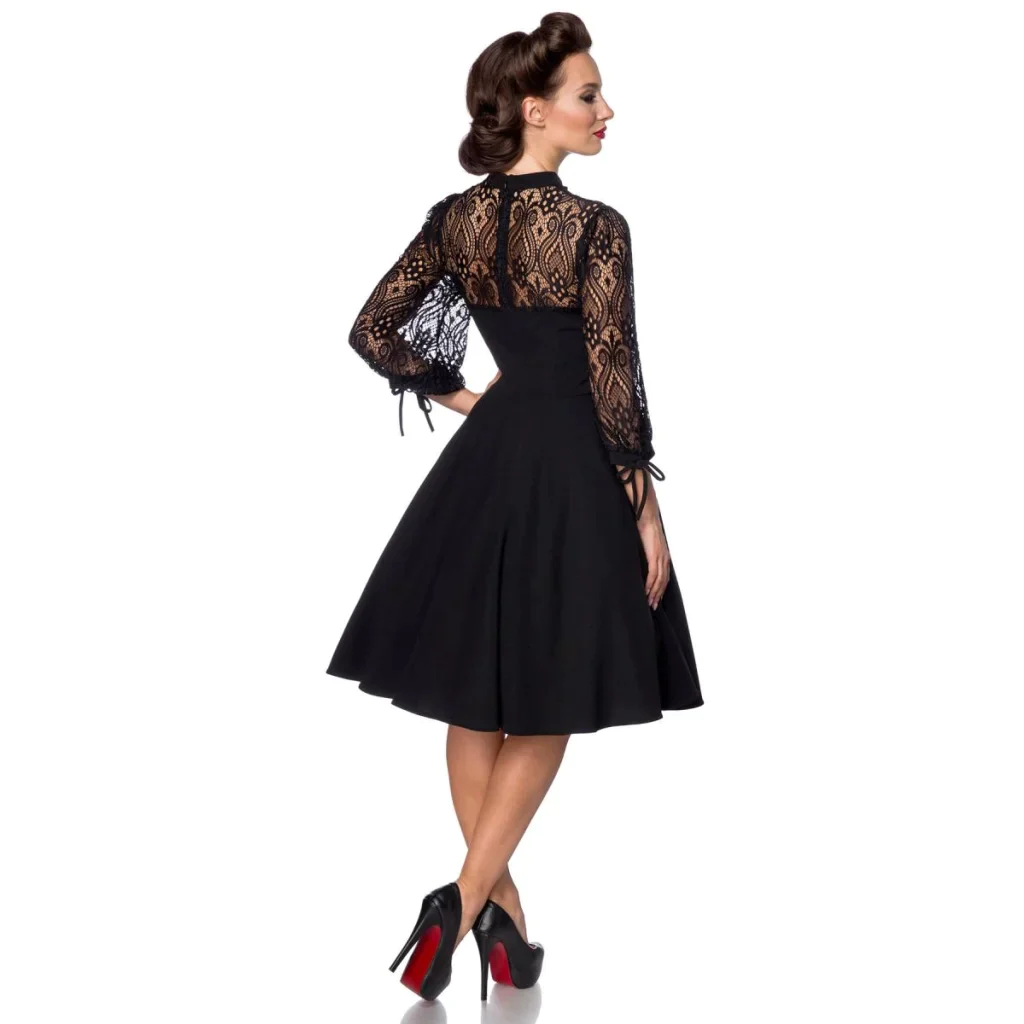 -Einzelstück- Longsleeve Retro-Kleid mit Spitze und ausgestelltem Rock von Belsira , Dessous, Lingerie, Reizwäsche, sexy, erotisch, kaufen