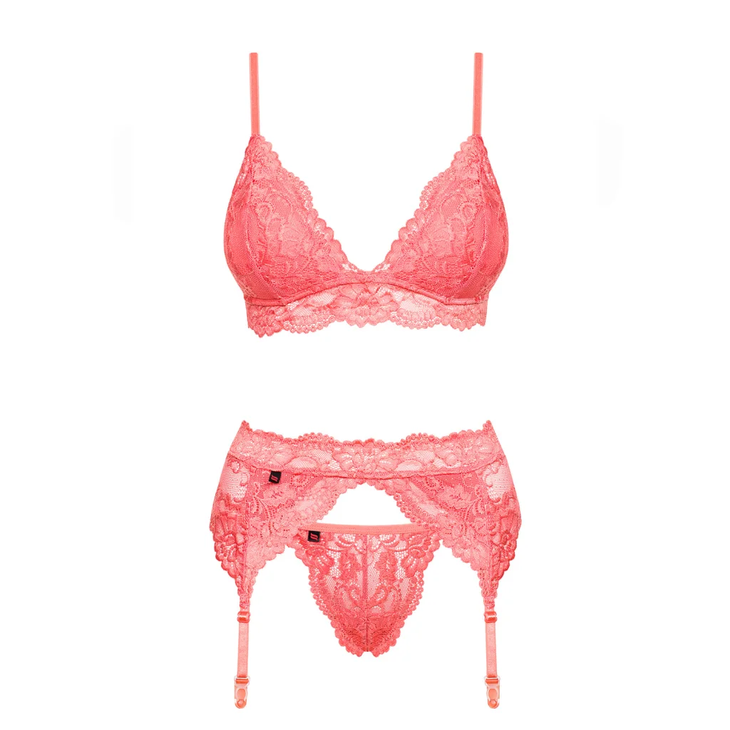 Reizwäsche in Coral 810 SEG 5 3-teiliges Set von Obsessive