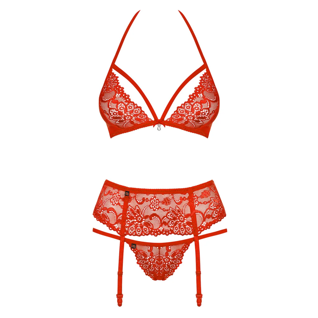 Reizwäsche in Rot 3-teiliges Set 838 SEG 3 von Obsessive Dessous