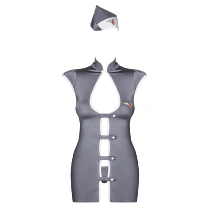 Rollenspielkostüm Stewardess in Grau Kostüm mit String von Obsessive