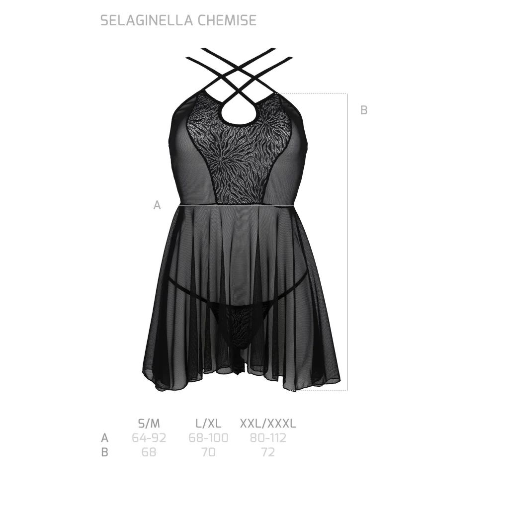 SELAGINELLA Chemise Hemdchen Neglige in Schwarz aus PASSION eco collection