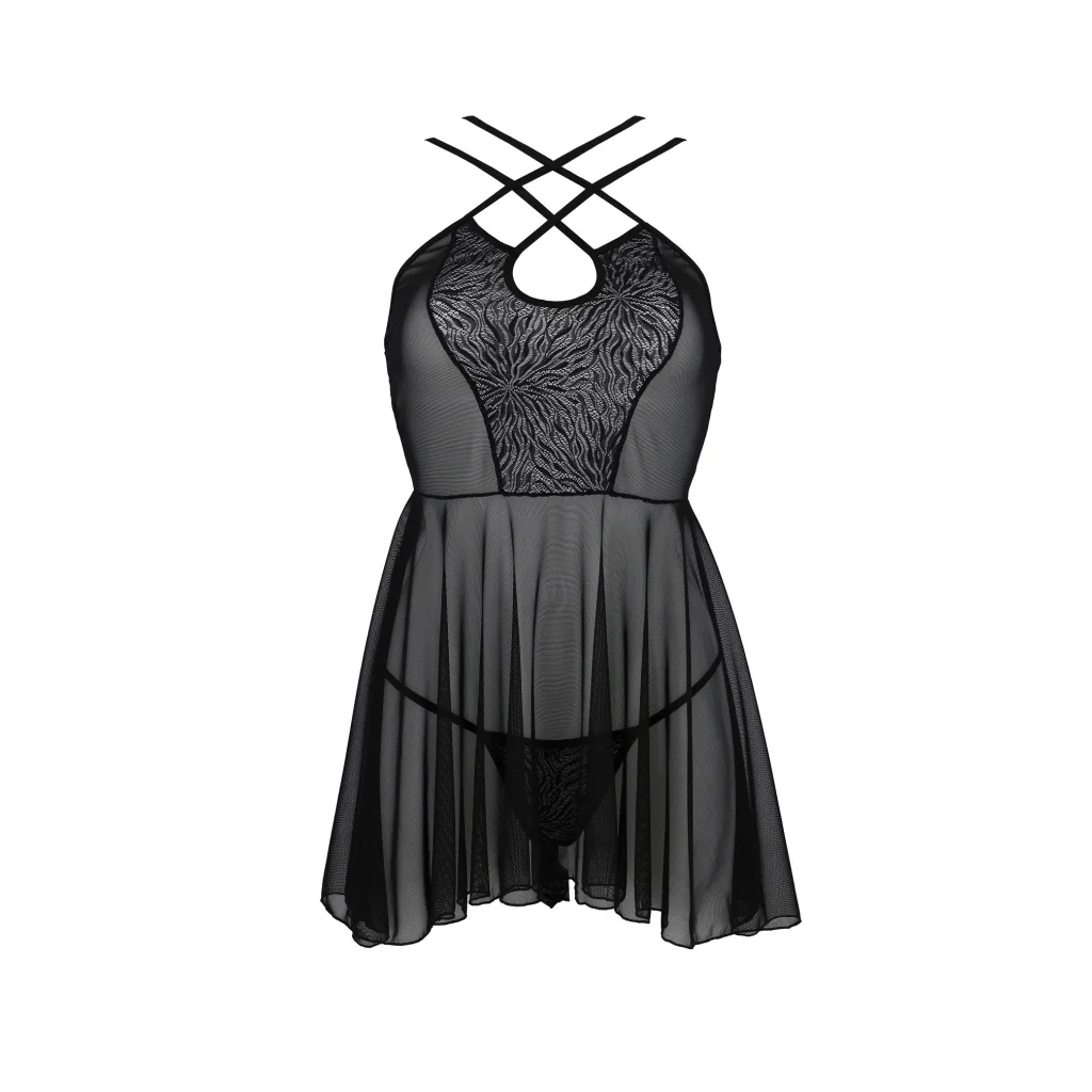 SELAGINELLA Chemise Hemdchen Neglige in Schwarz aus PASSION eco collection