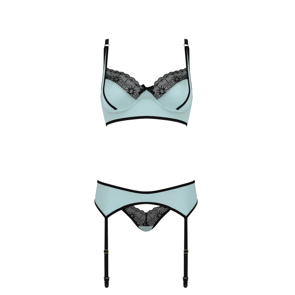 SIDRA elegantes 3-teiliges BH-Set in Mint aus Satin von Casmir
