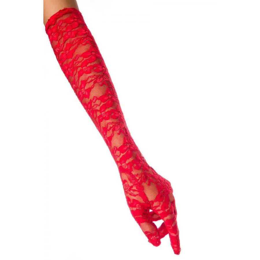 Erotik-Accessoires Spitzenhandschuhe lang in Schwarz Dessous Dessous-Accessoires Reizwäsche