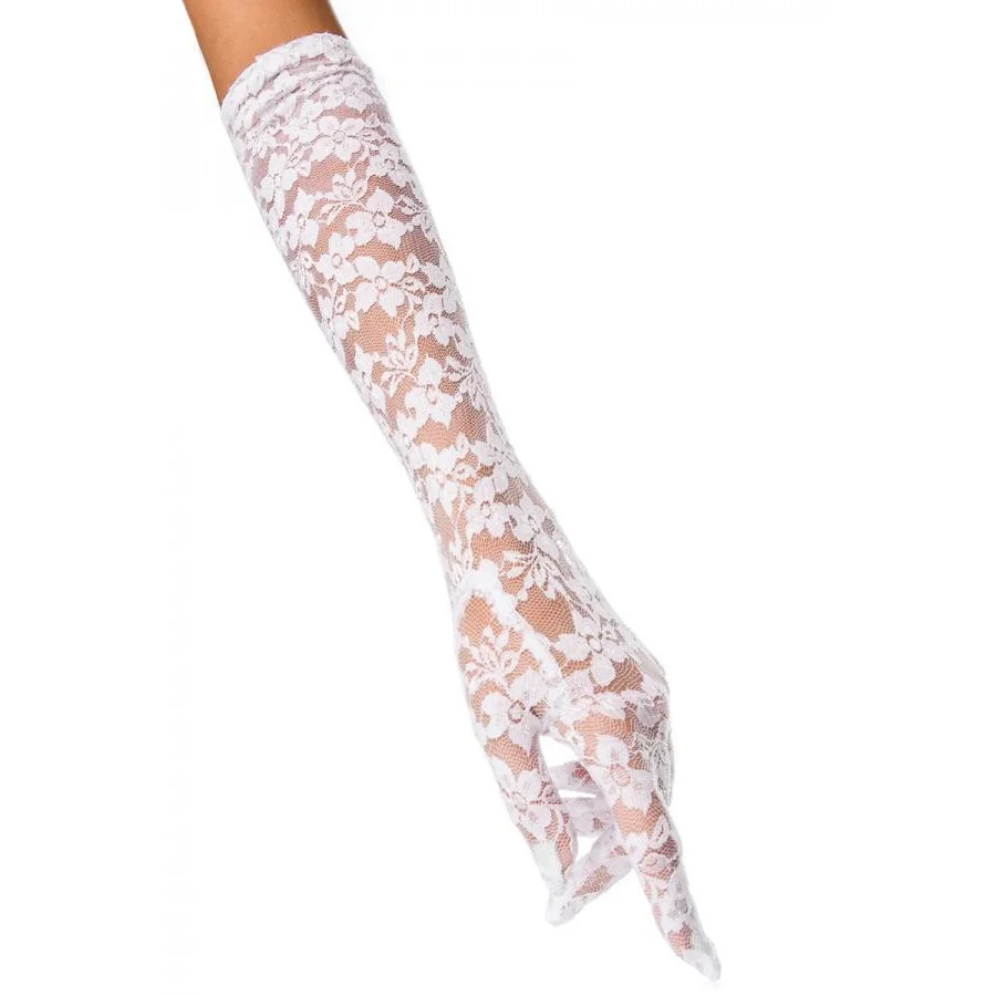 Erotik-Accessoires Spitzenhandschuhe lang in Schwarz Dessous Dessous-Accessoires Reizwäsche