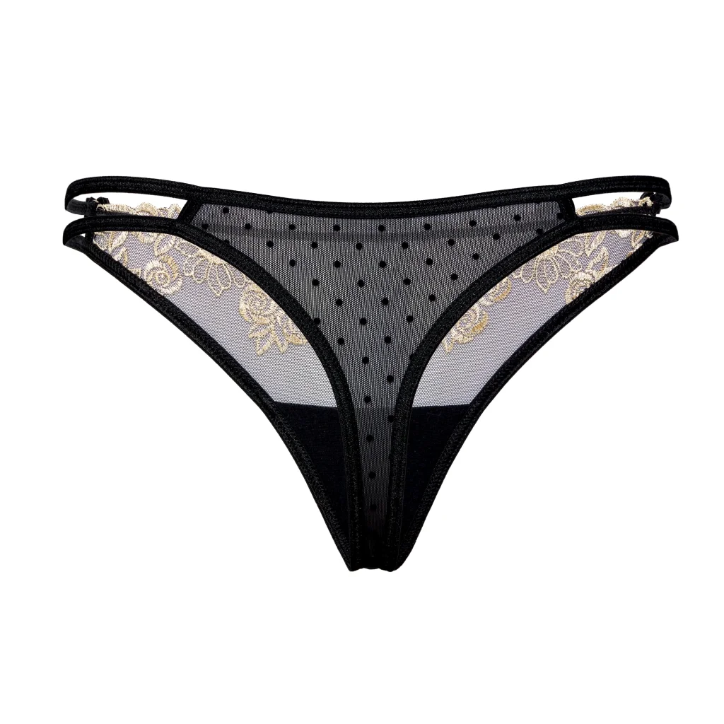 String in Schwarz mit Gold sexy String Nefer von Roza