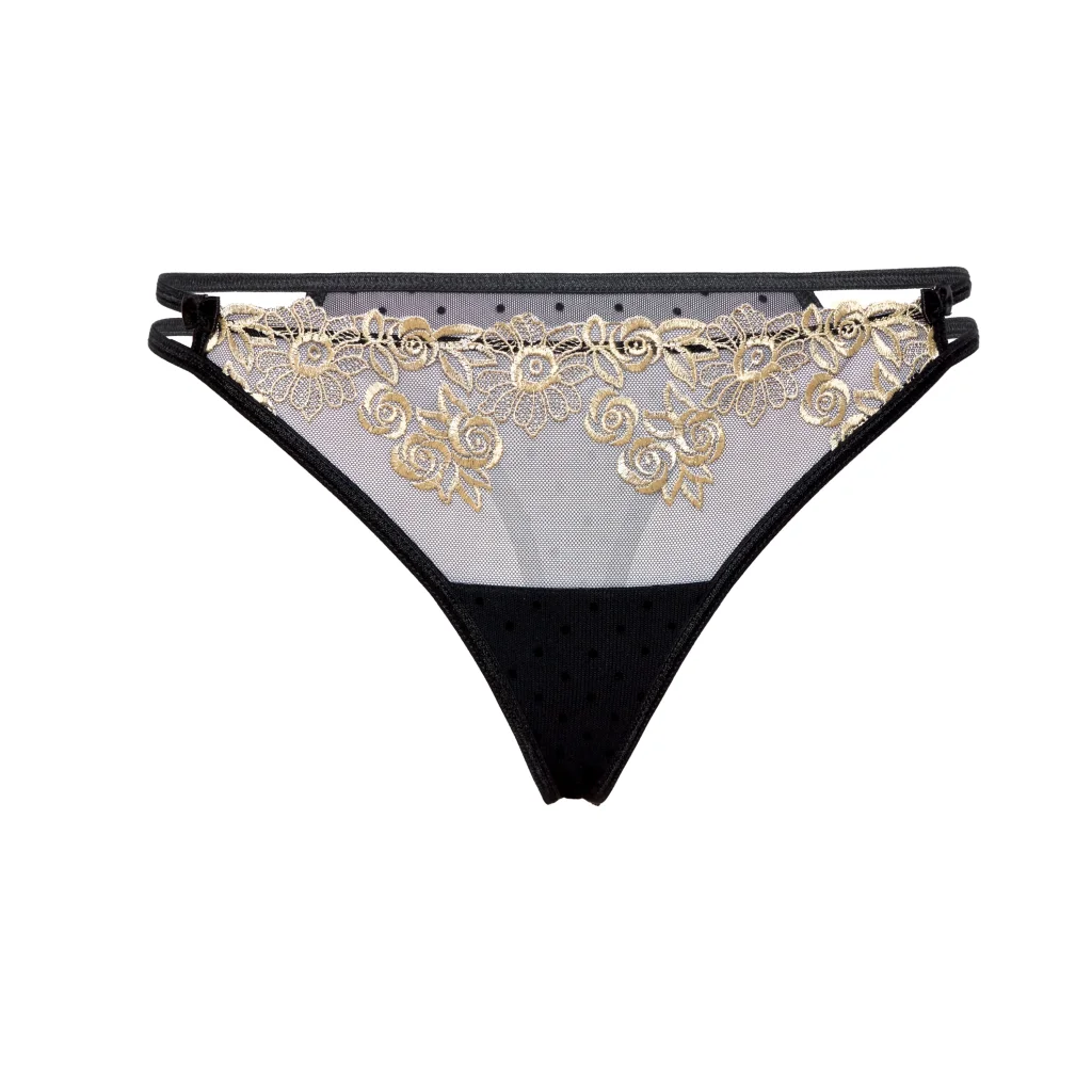 String in Schwarz mit Gold sexy String Nefer von Roza