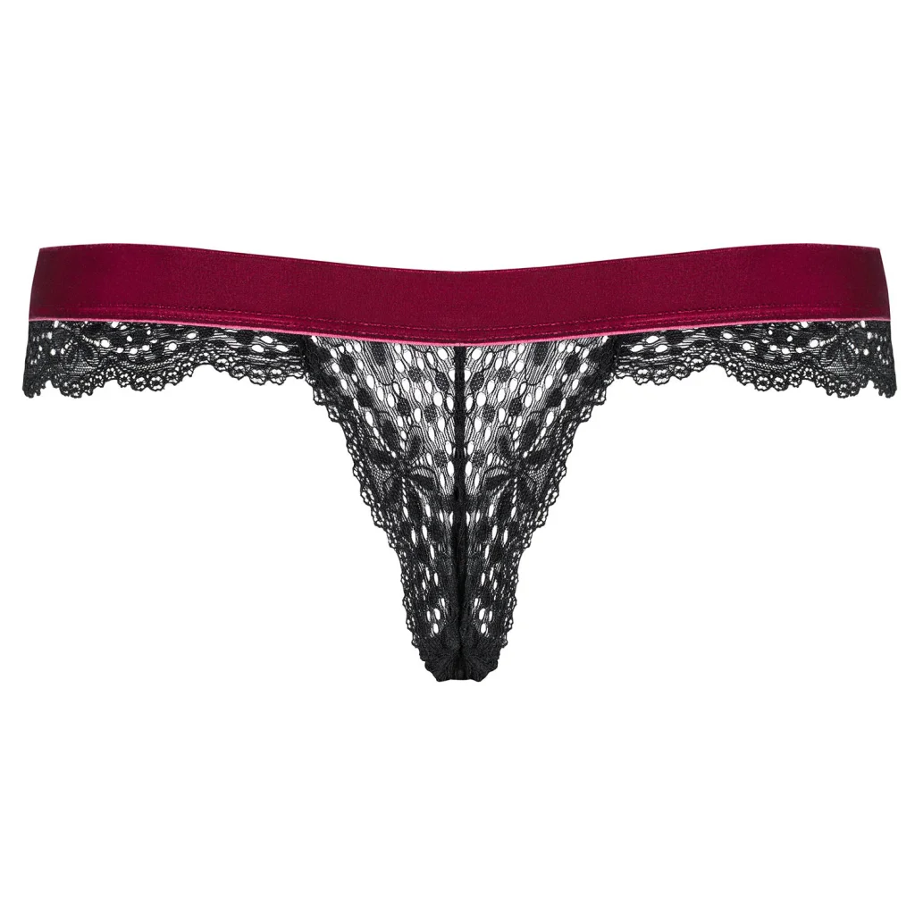String Tanga in Schwarz mit Rot ROSSITA von Obsessive