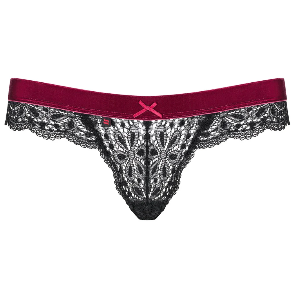 String Tanga in Schwarz mit Rot ROSSITA von Obsessive