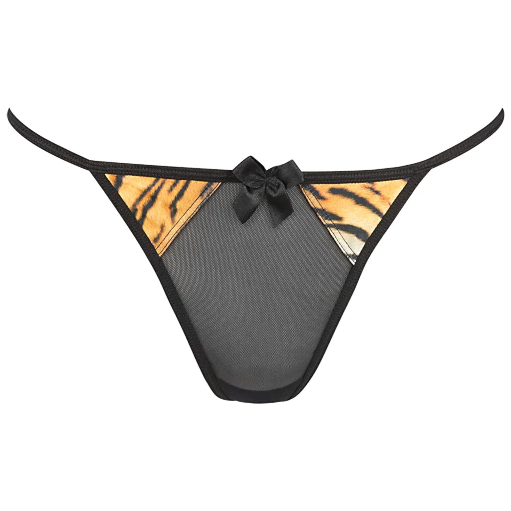 Babydoll in Schwarz-Gold mit String V-10029 Tiger-Look von Axami