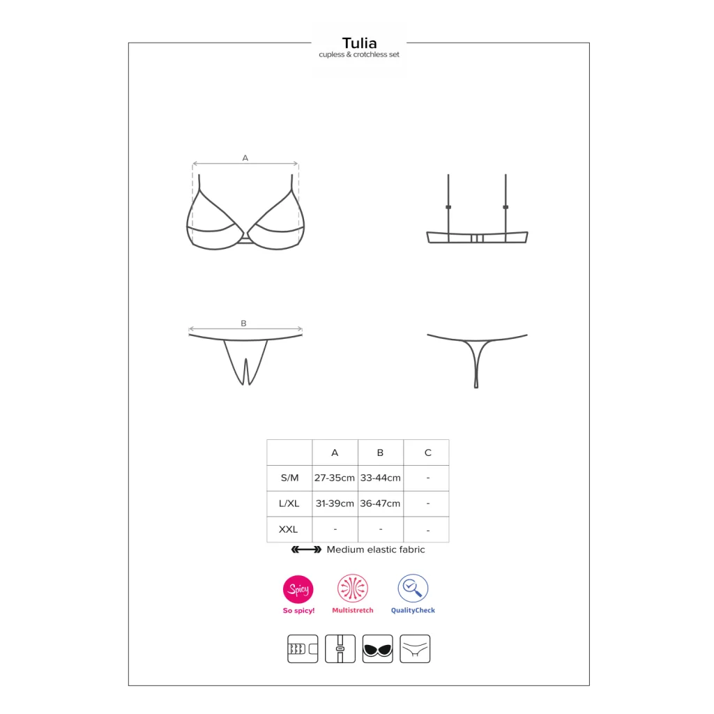 BH Set in Schwarz mit Rosa ouvert 2 teiliges TULIA von Obsessive Dessous