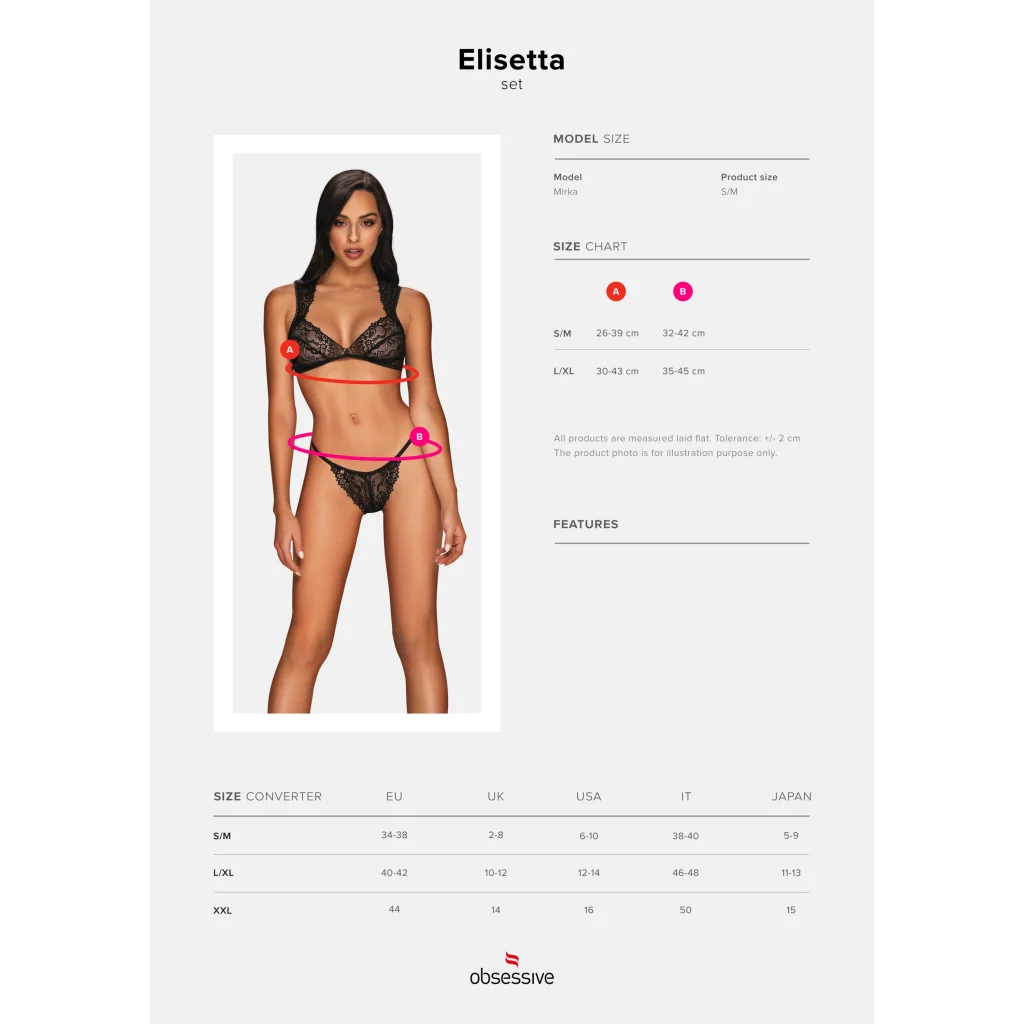 BH Set in Schwarz mit Spitze ELISETTA 2-teiliges Set von Obsessive