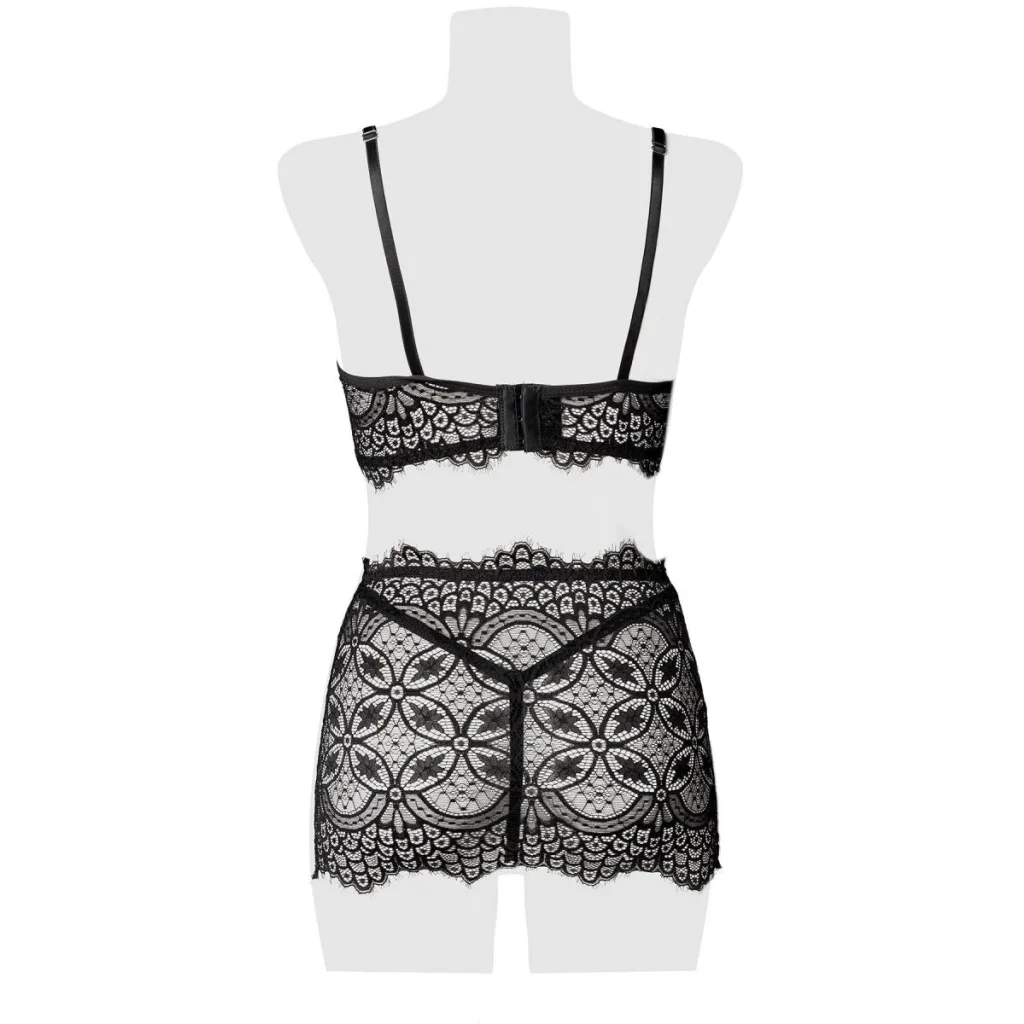 BH Set in Schwarz mit Spitze mit String und High Waist Rock von Grey Velvet , Dessous, Lingerie, Reizwäsche, sexy, erotisch, kaufen