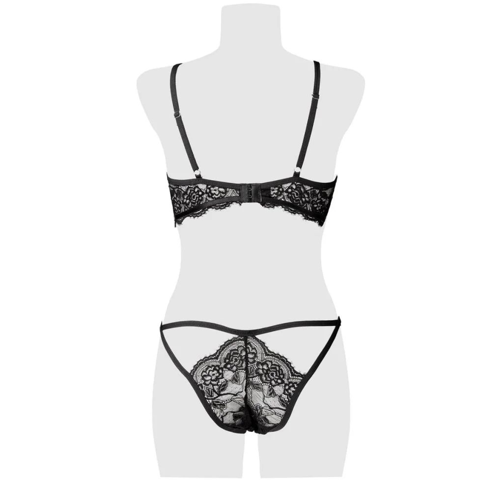 BH Set in Schwarz mit Spitze mit Zierbändern mit Slip von Grey Velvet , Dessous, Lingerie, Reizwäsche, sexy, erotisch, kaufen