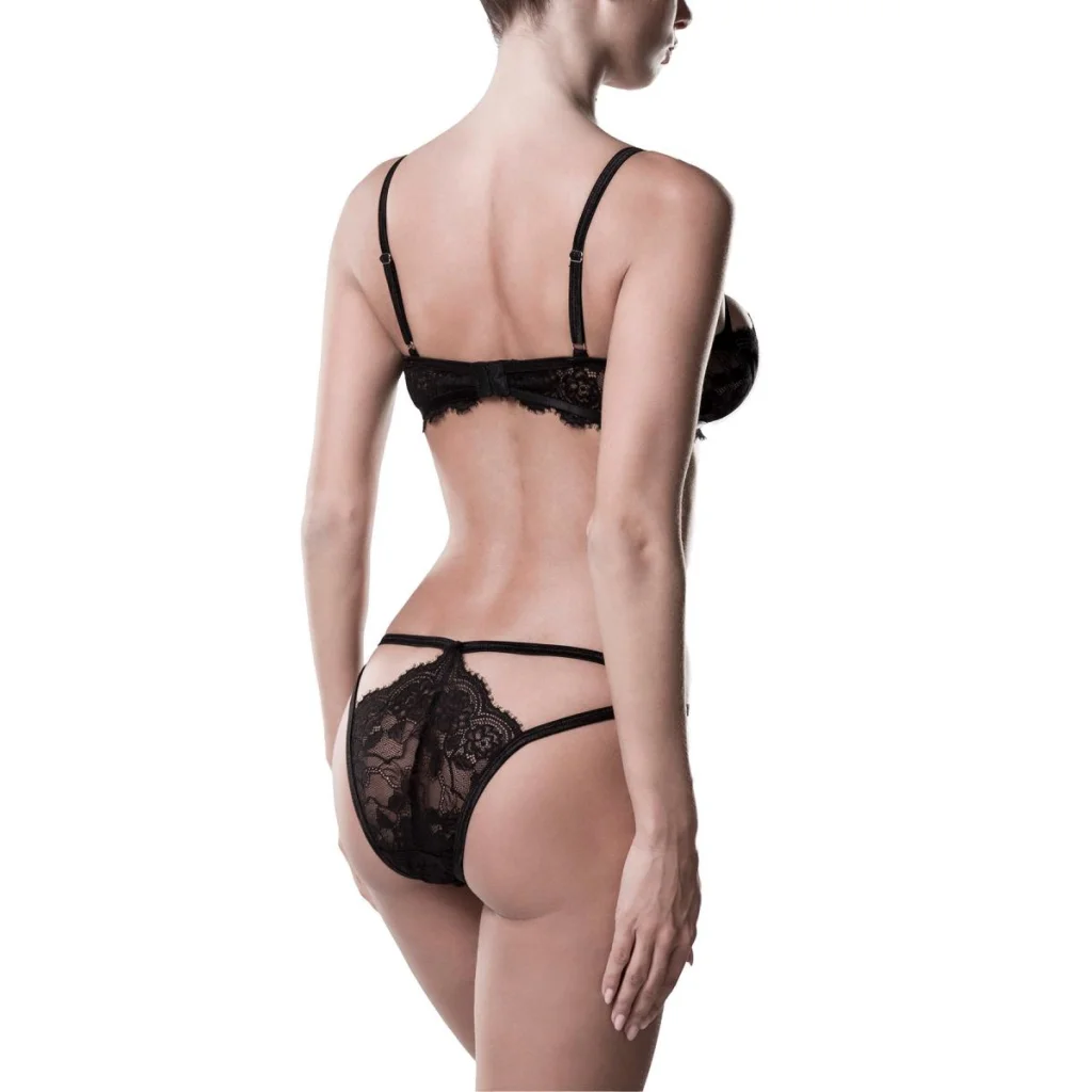 BH Set in Schwarz mit Spitze mit Zierbändern mit Slip von Grey Velvet , Dessous, Lingerie, Reizwäsche, sexy, erotisch, kaufen