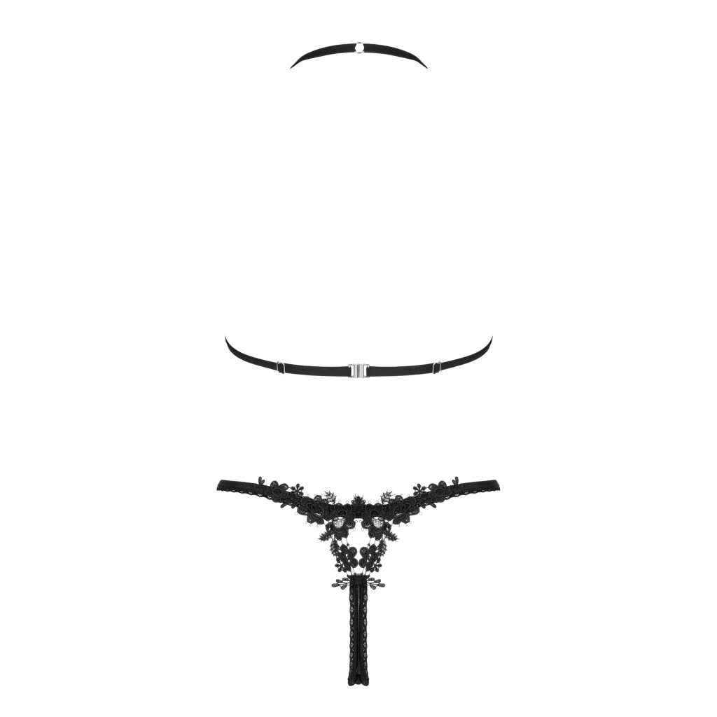 BH Set in Schwarz transparent mit String sexy CELIA NOIR von Obsessive