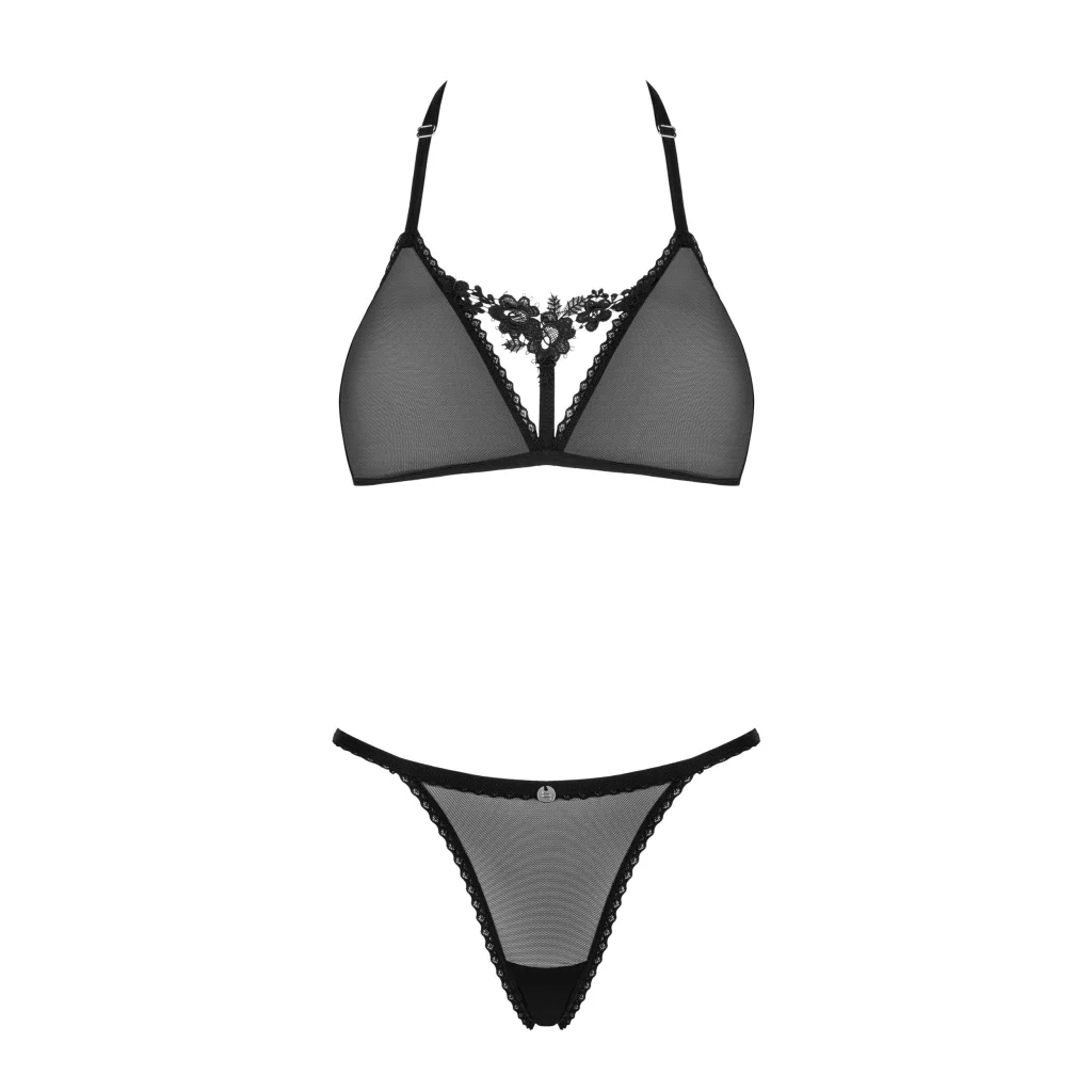 BH Set in Schwarz transparent mit String sexy Set CELIA NOIR von Obsessive , Dessous, Lingerie, Reizwäsche, sexy, erotisch, kaufen