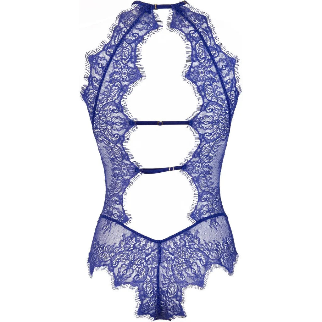 Body in Blau Stringbody aus französischer Spitze und Tüll V-9600 von Axami
