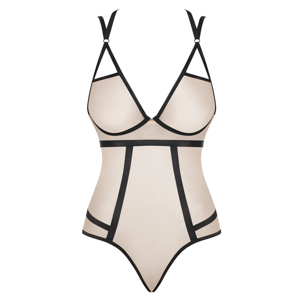 Body in Hautfarbe mit Schwarz oder Pink NUDELIA Teddy von Obsessive