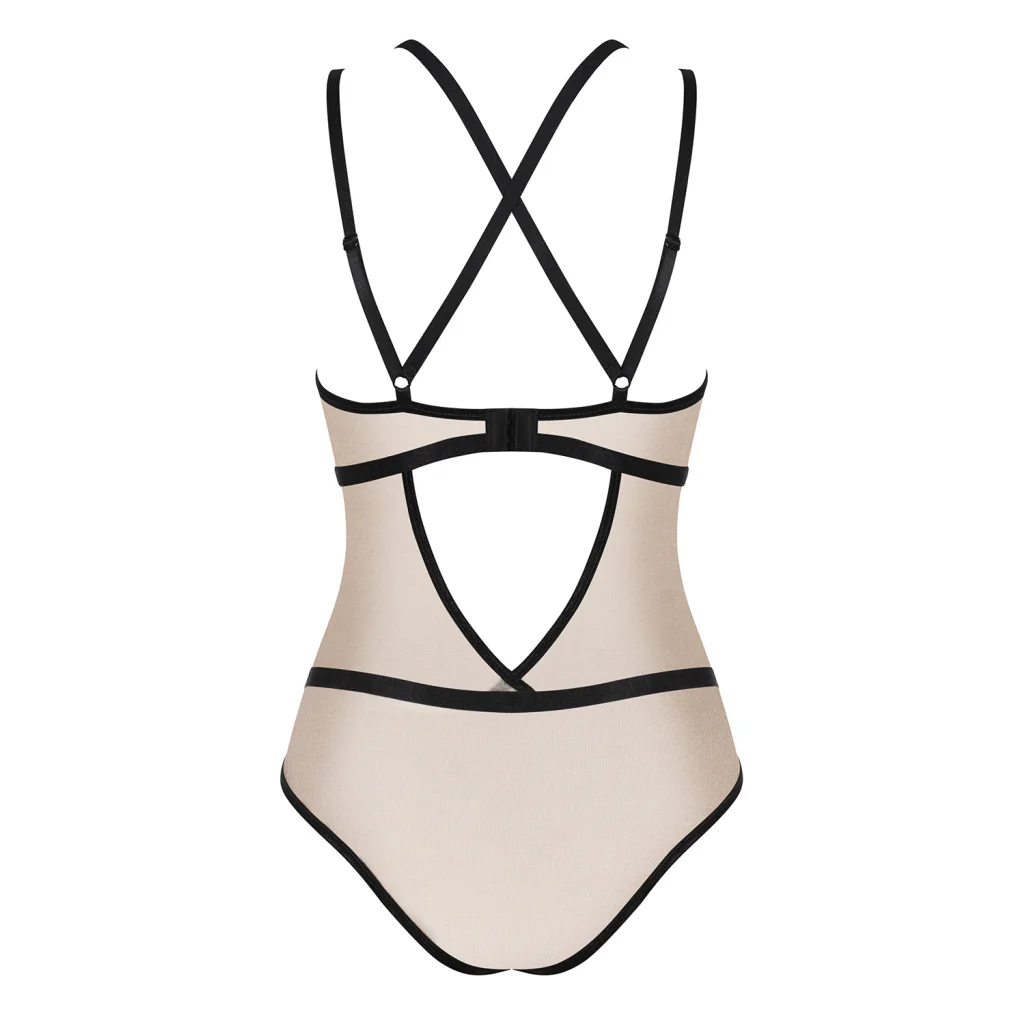 Body in Hautfarbe mit Schwarz oder Pink NUDELIA Teddy von Obsessive