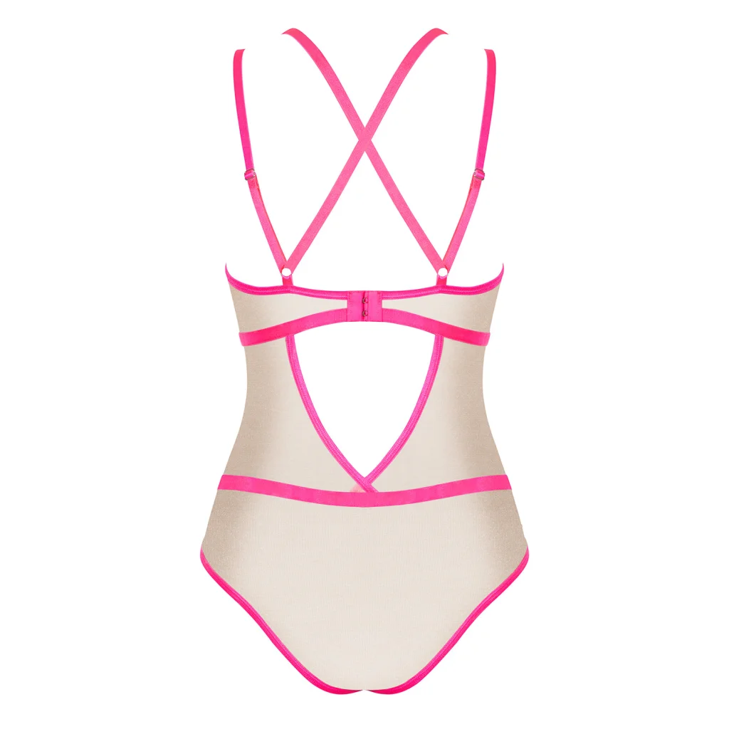 Body in Hautfarbe mit Schwarz oder Pink NUDELIA Teddy von Obsessive
