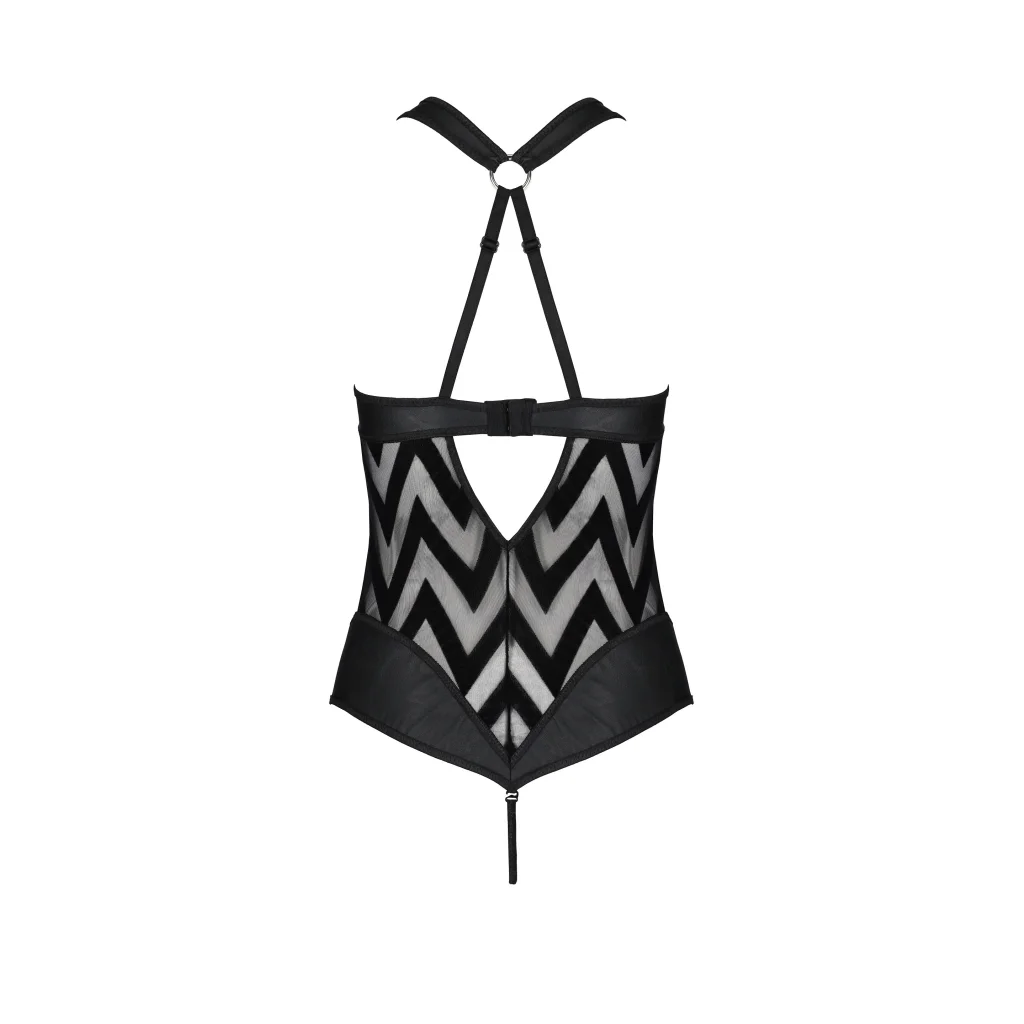 Body in Schwarz aus Kunstleder mit Bügeln Stringbody Hima von Passion-Exklusiv