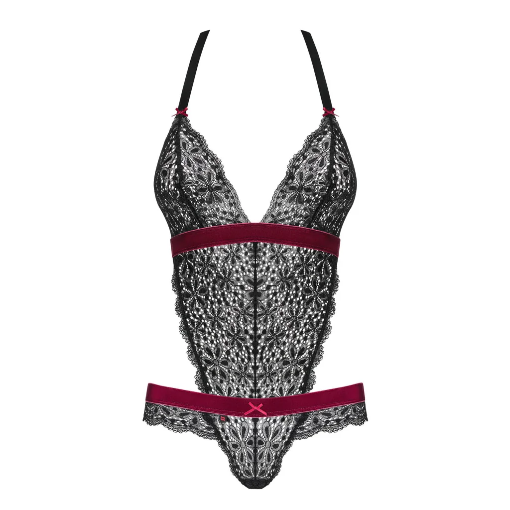 Body in Schwarz mit Rot ROSSITA Teddy von Obsessive