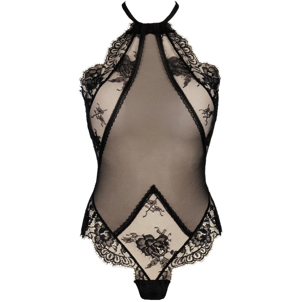 Body in Schwarz Stringbody aus französischer Spitze mit Tüll V-9570 von Axami