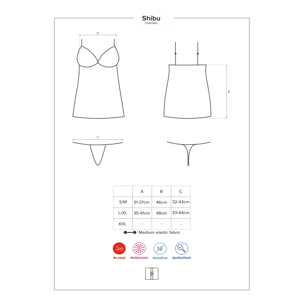 Chemise in Schwarz aus Mesh mit Spitze String SHIBU von Obsessive