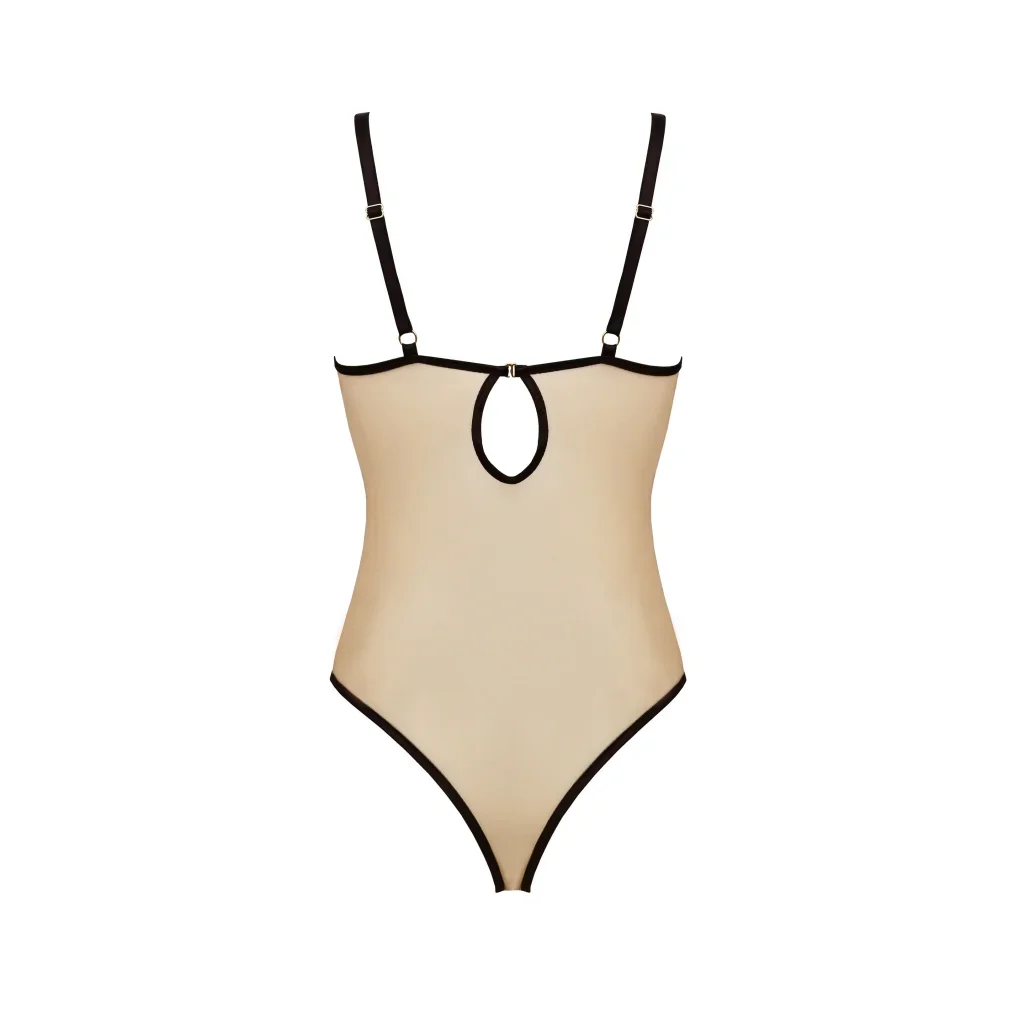 DAISY edle Body in Schwarz-Beige mit Bügeln von Casmir