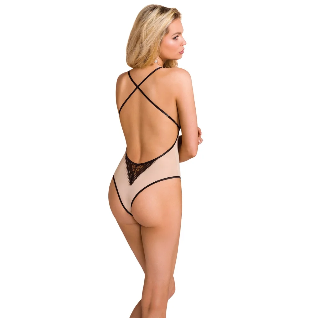 DENERYS Body aus Tüll in Schwarz und Beige von Casmir Dessous