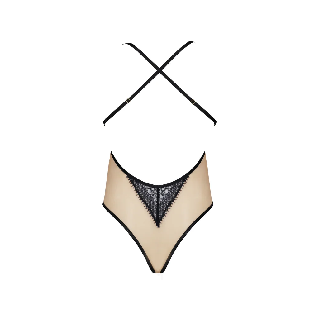 DENERYS Body aus Tüll in Schwarz und Beige von Casmir Dessous