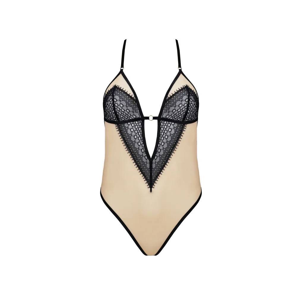 DENERYS Body aus Tüll in Schwarz und Beige von Casmir Dessous