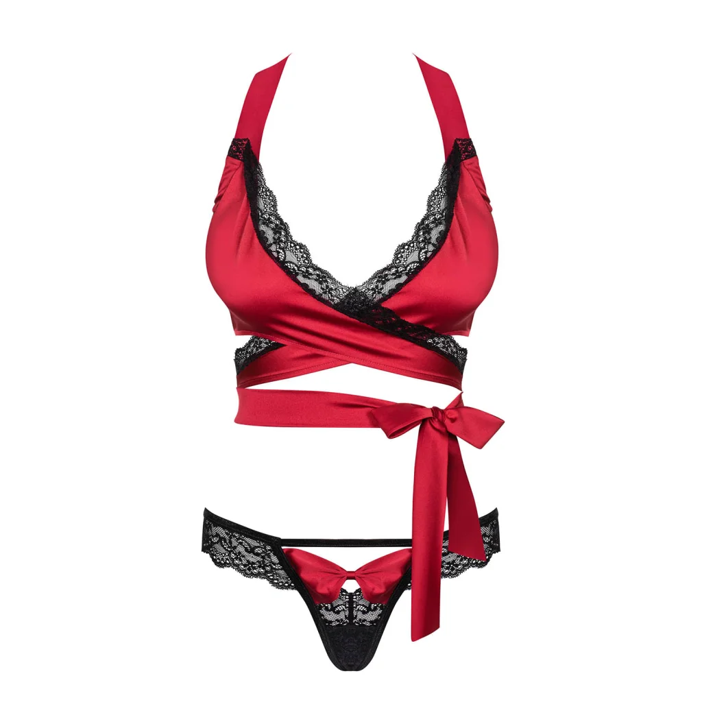 Dessous Set in Rot oder Grün SENSUELIA mit Tanga von Obsessive