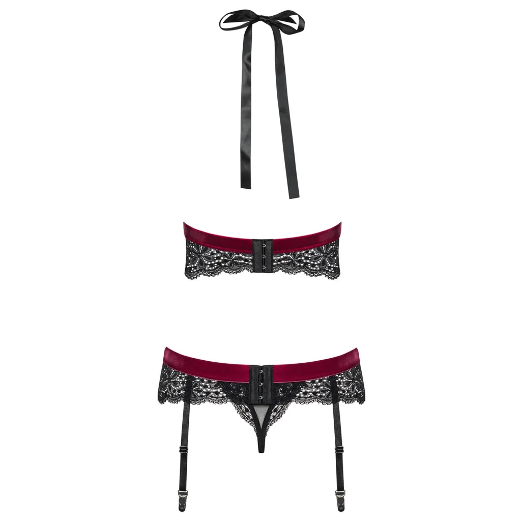 Dessous Set in Schwarz ROSSITA 3-teiliges von Obsessive