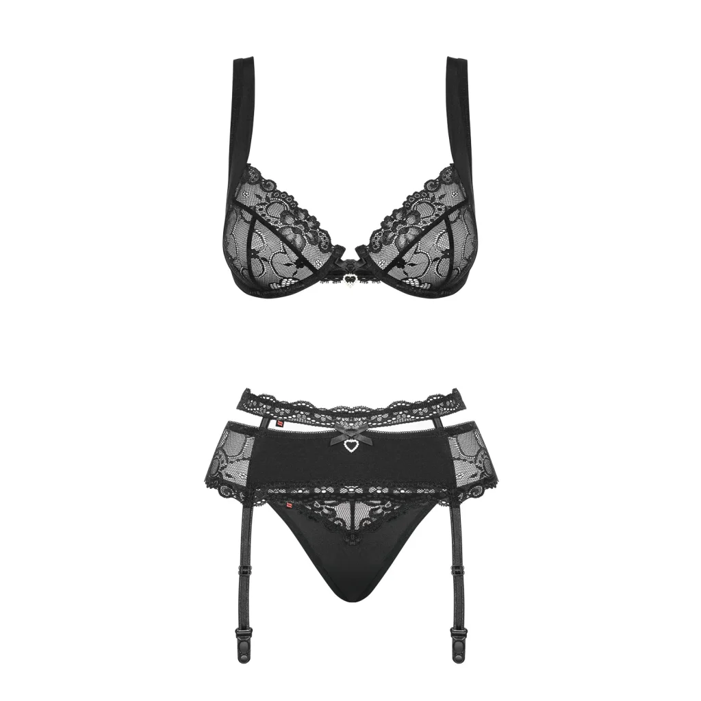 Dessous Set mit Straps HEARTINA 3-teiliges Set von Obsessive