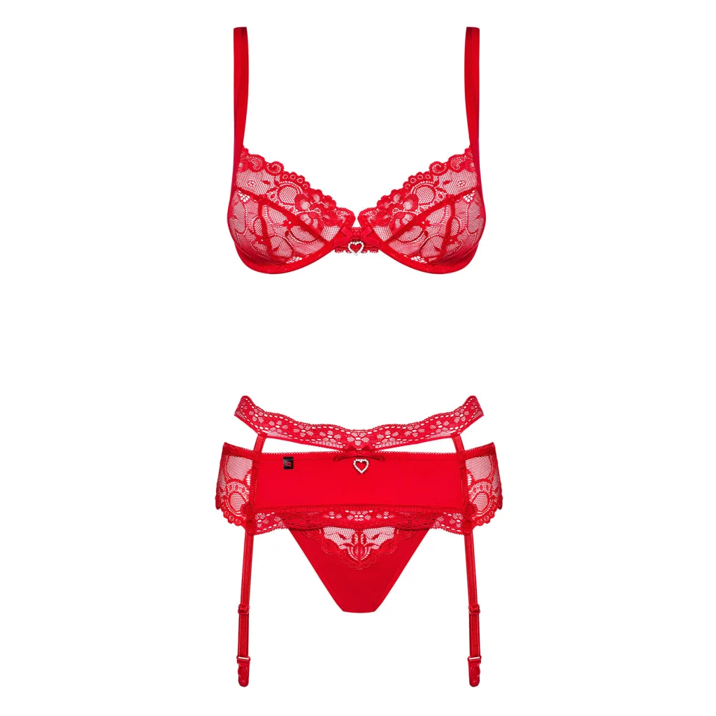 Dessous Set mit Straps HEARTINA 3-teiliges Set von Obsessive