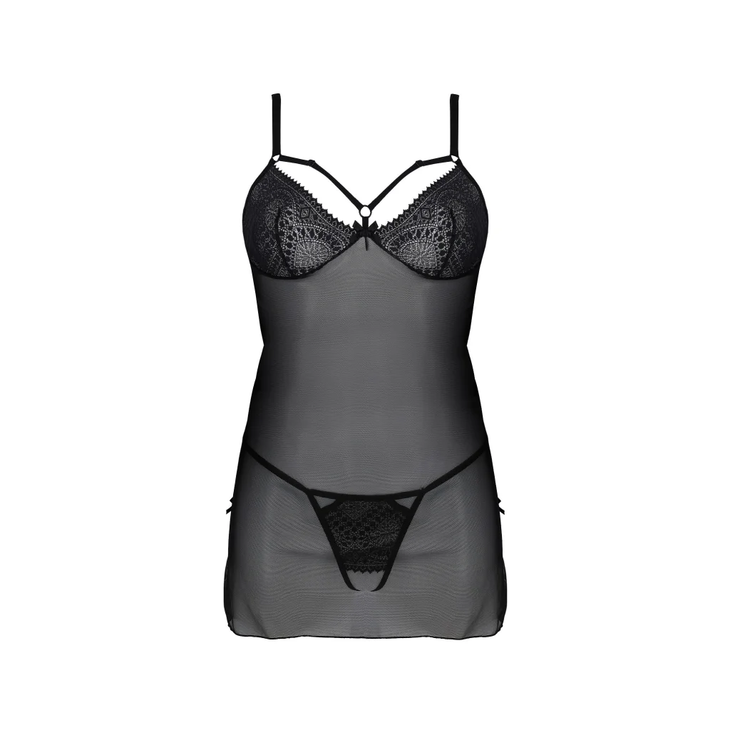 DROSERA Chemise in Schwarz aus Tüll und Spitze Dessous PASSION eco collection