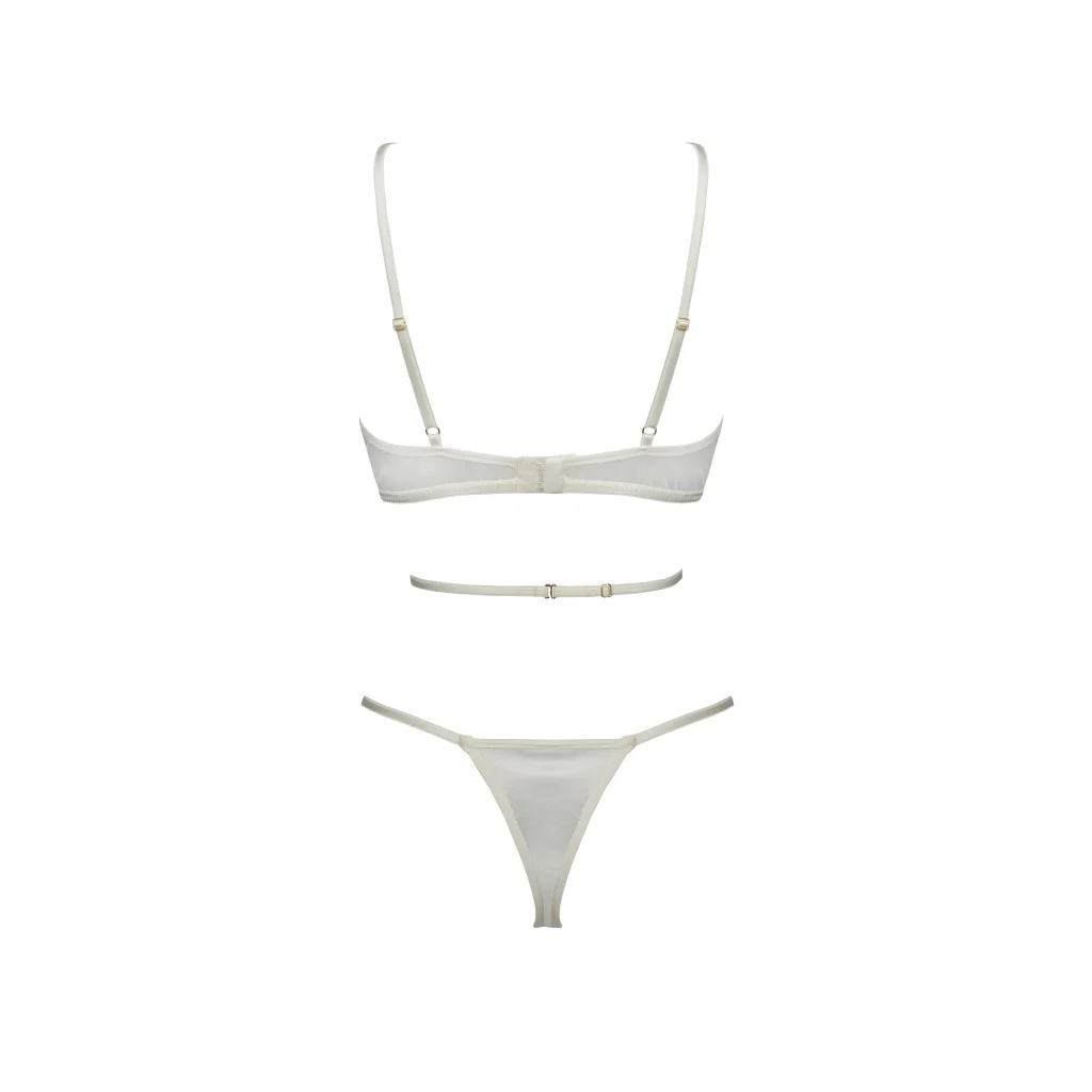 ELIZA süßes 2-teiliges BH-Set aus Satin in Ecru von Casmir